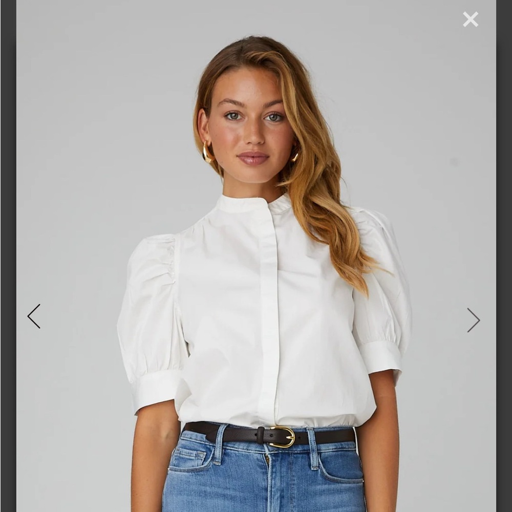 JS71 Savannah Light Blue Puff Sleeve Blouse